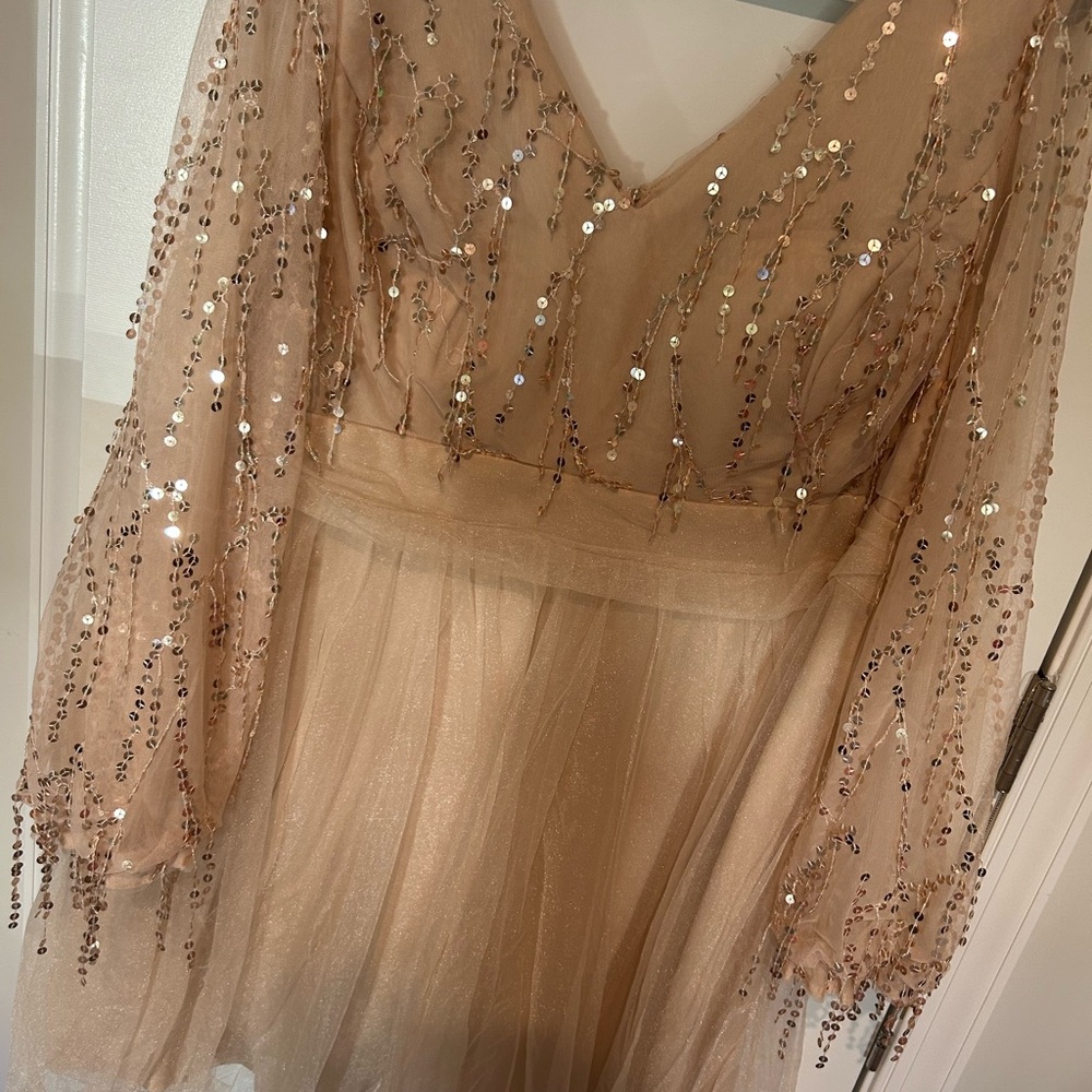 SHEIN Sequin Embellished Nude Mini Dress